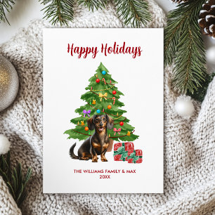 Cartão De Festividades Família de Cães Dachshund Natal
