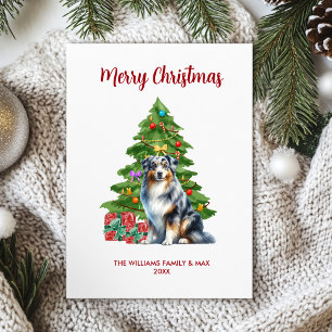 Cartão De Festividades Família de Cães Pastor Australiano Natal