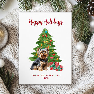 Cartão De Festividades Família de Cães Yorkie Natal