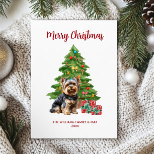 Cartão De Festividades Família de Cães Yorkie Natal