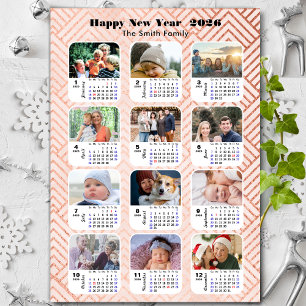 Cartão De Festividades Família de Calendários 2026 12 Colagem de Fotos Co