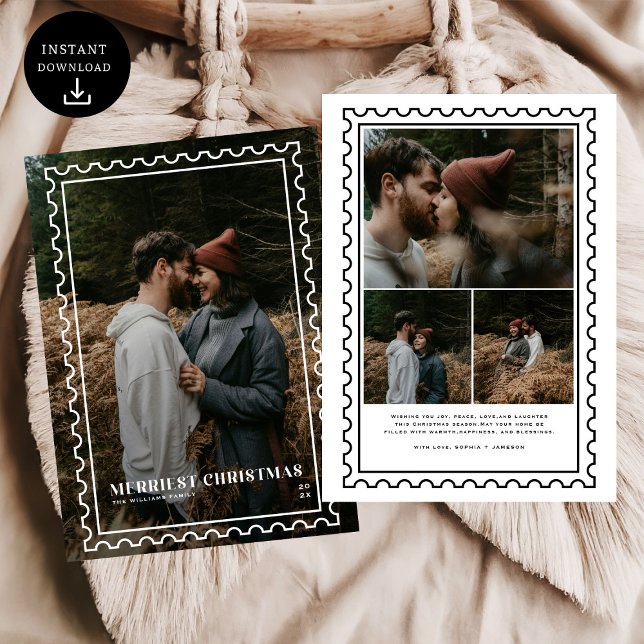 Cartão De Festividades Família de Carimbo de Natal Merriest Foto (Criador carregado)