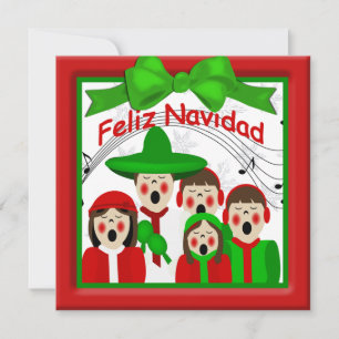 Cartão De Festividades Família de Caroleiros Mexicanos de Natal Cinco Sa