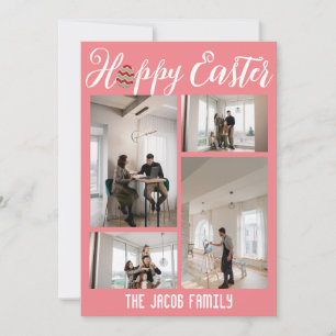 Cartão De Festividades Família de felzs pascoa, páscoa quatro colagem de 