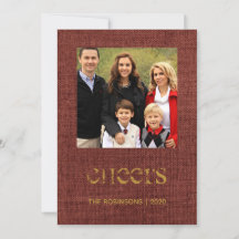 Família de Foto de Natal em Burlap com Azevinho e