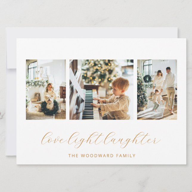 Cartão De Festividades Família de Fotos Moderna 3 (Frente)
