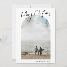 Cartão De Festividades Família de Fotos Simples de Arch de Natal