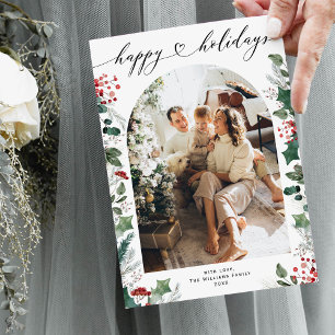 Cartão De Festividades Família de fotos simples e mínima do Solteiro