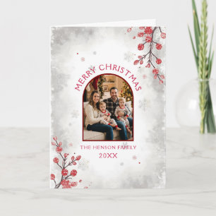 Cartão De Festividades Família de Frutas Vermelhas Elegantes Foto Natal