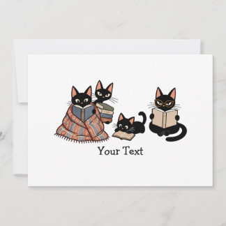 Cartão De Festividades Família de Gato Preto Amante de Livros Presente Vi