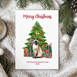 Cartão De Festividades Família de Gatos Siameses Natal