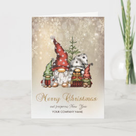 Cartão De Festividades Família de Gnomos Fofos Flocos de Neve