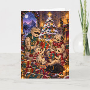 Cartão De Festividades Família de Mamãe Bonita Natal Egípcio Creepy Chris