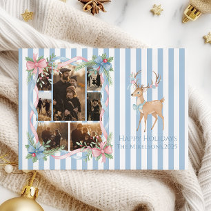 Cartão De Festividades Família de Natal com Cana de Açúcar Pastel