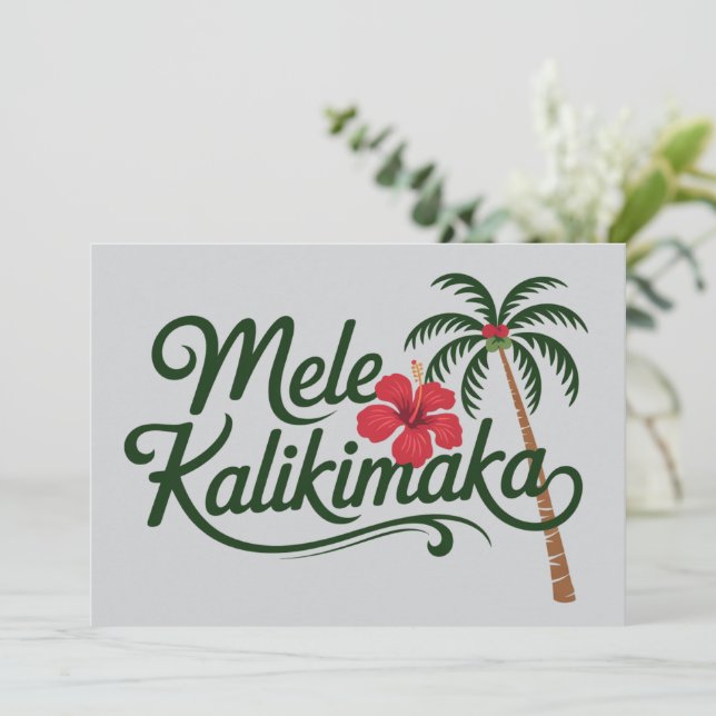 Cartão De Festividades Família de Natal Mele Kalikimaka Praia do Havaí  (Em pé/Frente)