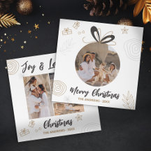 Família de Natal Minimalista Moderno Quatro Fotos