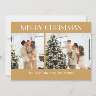 Cartão De Festividades Família de Natal Moderna Simples Duas Fotos