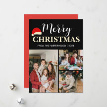 Família de Natal Simples Elegante moderna com 3 fo