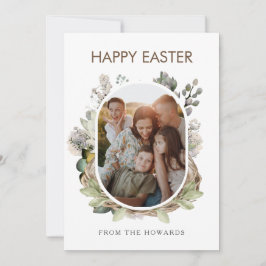 Cartão De Festividades Família de Ninho de Pássaro em Aquarela Rústica Fo