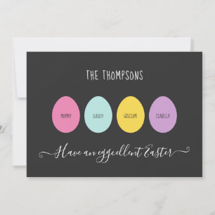 Cartão De Festividades Família de Ovos de Páscoa de 4 Células