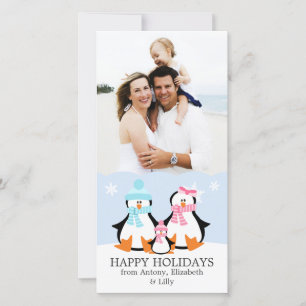 Cartão De Festividades Família de Pinguins