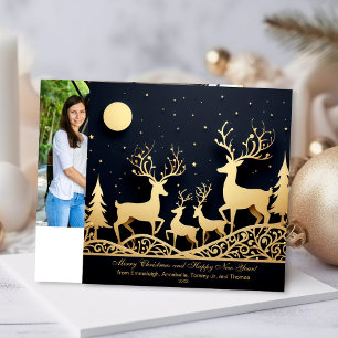 Cartão De Festividades Família de renas de Natal Foto