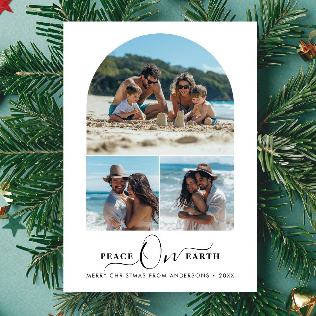 Cartão De Festividades Família Divertida: Foto da Praia Paz no Natal (Criador carregado)