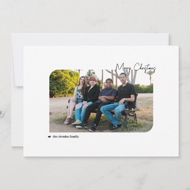 Cartão De Festividades Família e Cachorro Feliz Natal e Feliz Hábides (Frente)