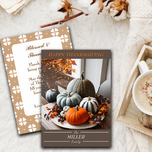 Cartão De Festividades Família Editável Pumpkins de Ação de Graças