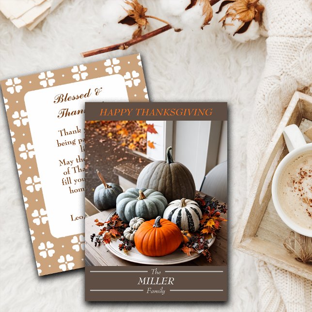 Cartão De Festividades Família Editável Pumpkins de Ação de Graças (Criador carregado)