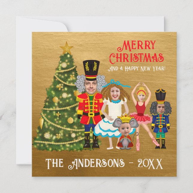 Cartão De Festividades Família Engraçada de Nozes Cinco (Frente)