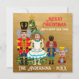 Cartão De Festividades Família Engraçada de Nutcracker de Quatro Mãe Pai 
