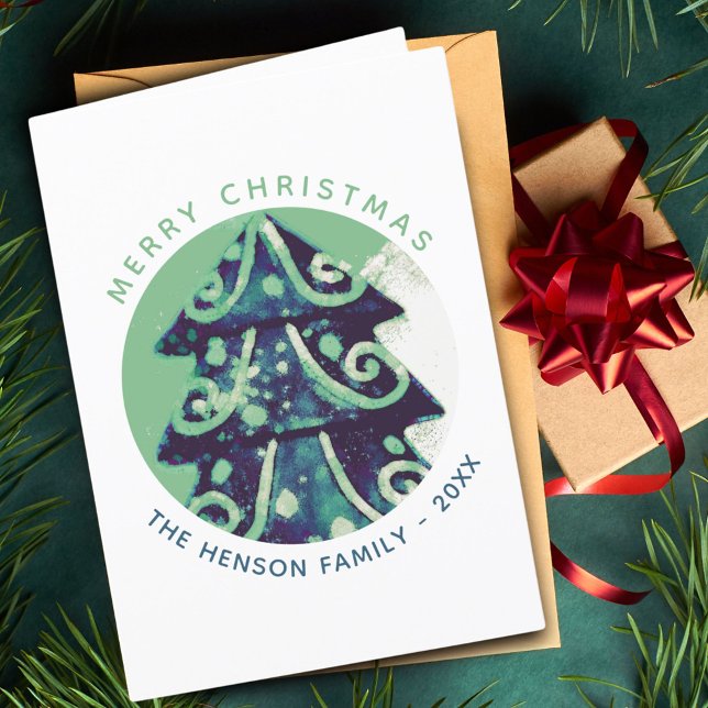 Cartão De Festividades Família Festiva de Árvore de Natal Desordenada (Criador carregado)