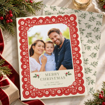 Família Floral de Renda Vermelha Foto Natal