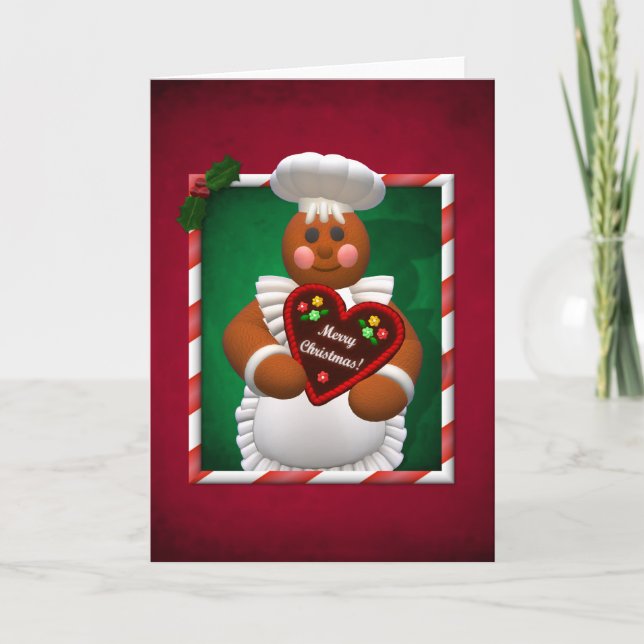 Cartão De Festividades Família Gingerpão: Rapariga da padaria (Frente)