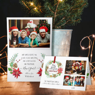 Cartão De Festividades Família Holly Pine Cone, Holly Floral