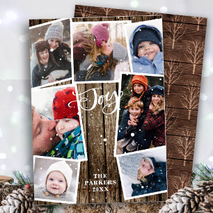 Cartão De Festividades FAMÍLIA JOY Colagem Fotográfica de Madeira de Ne