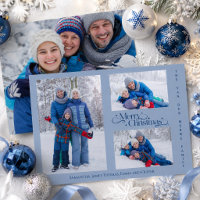 Família Mínima de Quatro Pessoas Foto Azul Natal F