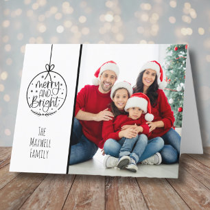 Cartão De Festividades Família Minimalista Foto Feliz Natal Brilhante