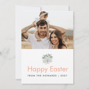 Cartão De Festividades Família Minimalista Moderna Foto Feliz Páscoa