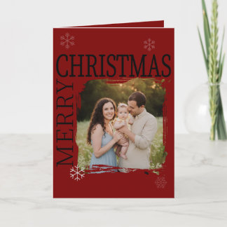 Cartão De Festividades Família Moderna com Pincelada Foto Feliz Natal H