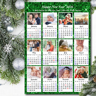Cartão De Festividades Família Moderna de Calendário 2026 12 Foto com Bri