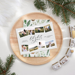 Cartão De Festividades Família moderna de cinzas de 8 fotos do ano novo