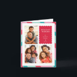 Cartão De Festividades FAMÍLIA MULTI FOTO moderno, mínimo, rosa-vermelho-<br><div class="desc">por kat massard >> WWW.SIMPLYSWEETPAPERIE.COM<<< An elegant card design featuring quote that you can change yourself! White geometric border on the backside, giving you the opportunity to handwrite a personal message or place a full portrait photo. NOTE >> Entre em contato comigo kat@simplysweetpaperie.com se precisar de ajuda para redimensionar perfeitamente...</div>