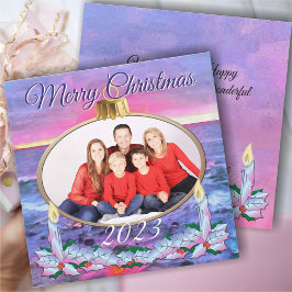 Cartão De Festividades Família Natal Sunset 0909