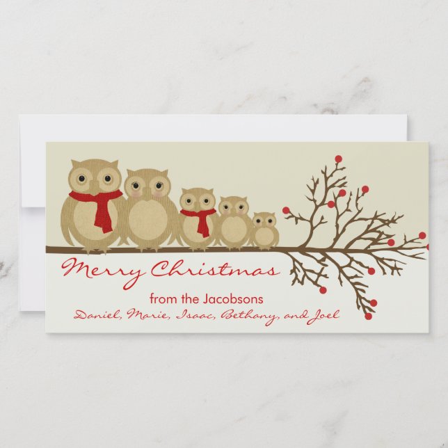 Cartão De Festividades Família Owl (Frente)