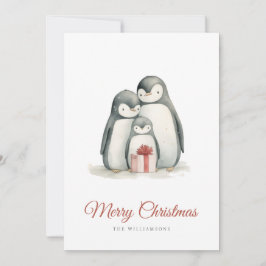 Cartão De Festividades Família Pinguim Natal