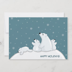 Cartão De Festividades Família Polar Bear