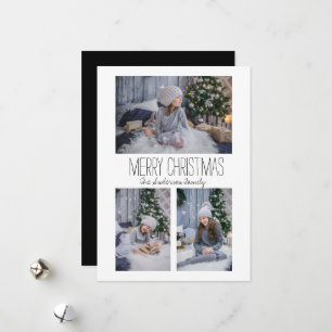 Cartão De Festividades Família simples de três fotos