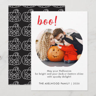 Cartão De Festividades Família Tipográfica Minimalista Boo de Halloween